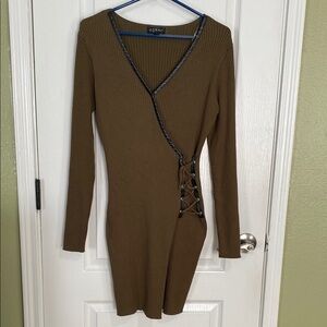 Say What? Green Long Sleeve Wrap Dress